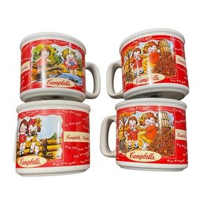 SET OF 4 VTG Campbell's Soup Mug Kids‎ M'm M'm Good seasonsCollectible 20…